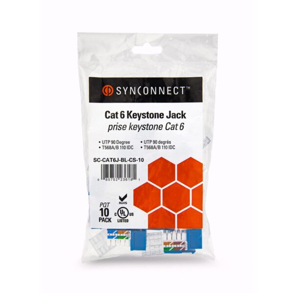 Cat-6 90-Degree Contractor Series Snap-In Keystone Blue Bag