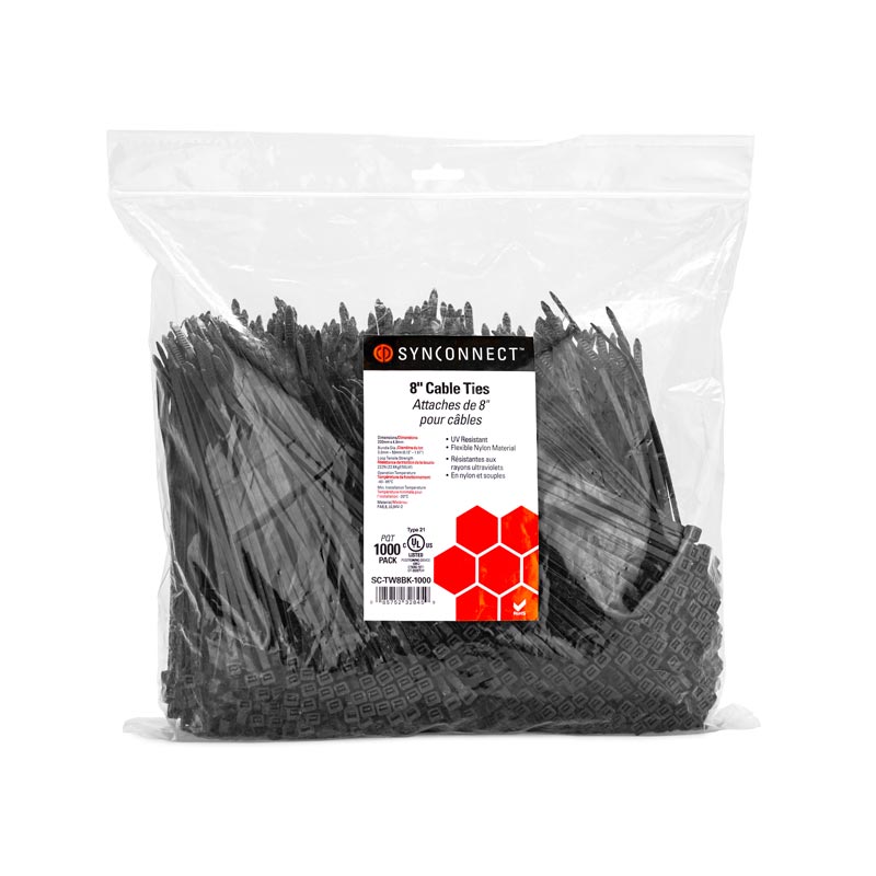 1000 pack UV Resistant Tie Wraps 8"